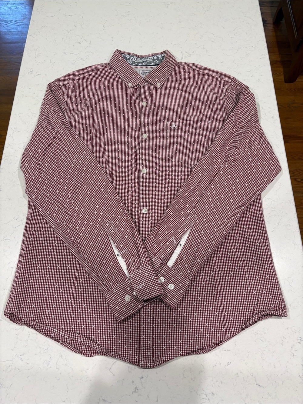 Men's Button-Down Shirt by Penguin by Munsingwear - Red Microcheck